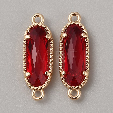 Golden Plated Brass Pave Glass Connector Charms FIND-WH0110-728G-09-1