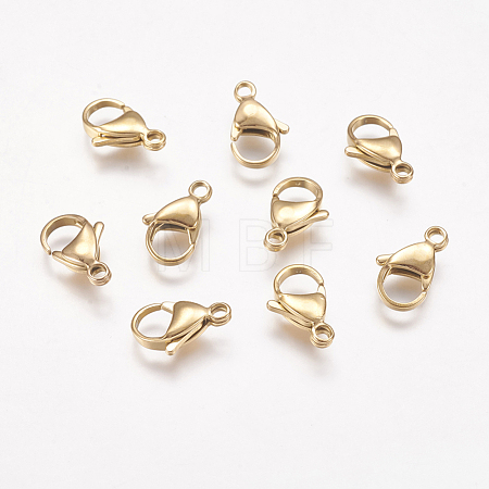 Ion Plating(IP) 304 Stainless Steel Lobster Claw Clasps STAS-P185-15-G-1