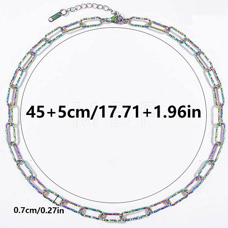 304 Stainless Steel Textured Paperclip Chain Necklaces for Women HX6515-3-1
