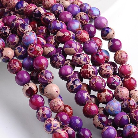 Dyed Natural Imperial Jasper Round Bead Strands G-M274-03-4mm-1