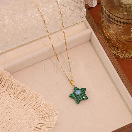 Synthetic Malachite Pendant Necklaces WG2F85E-01-1
