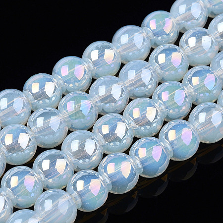 Electroplate Imitation Jade Glass Beads Strands GLAA-T032-J6mm-AB02-1