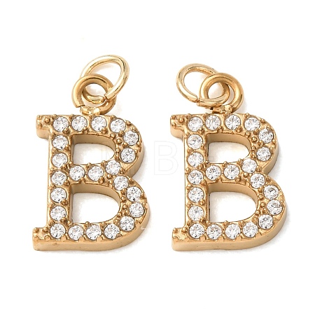 304 Stainless Steel with Crystal Rhinestone Charms RB-CBA5270-11G-B-1
