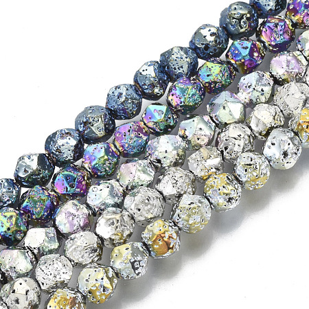 Electroplated Natural Lava Rock Beads Strands G-S352-31A-A-1