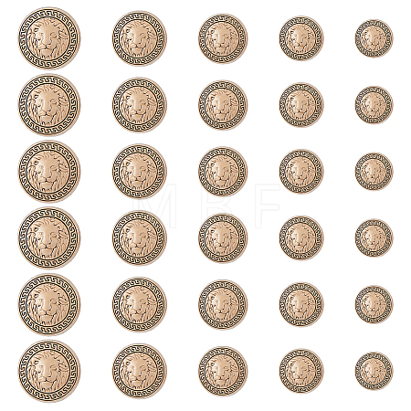 30Pcs 5 Styles Zinc Alloy Buttons BUTT-FH0001-016AG-1