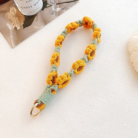 Flower Cotton Handmade Braided Wrist Lanyard Pendant Decorations X1-AJEW-TAC0028-16-1