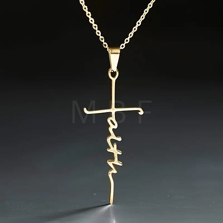 Faith Cross Alloy Pendant Necklaces for Women Men WG8C2EA-01-1