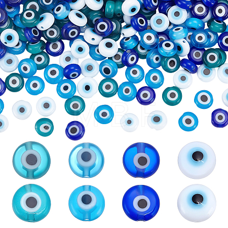 200Pcs 4 Colors Handmade Evil Eye Lampwork Beads LAMP-ME0001-13-1
