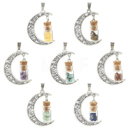 7Pcs Moon Alloy Pendants PALLOY-FS00069-1