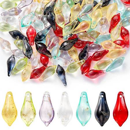 140Pcs 7 Colors Handmade Gold Sand Lampwork Beads LAMP-SZ0001-56-1