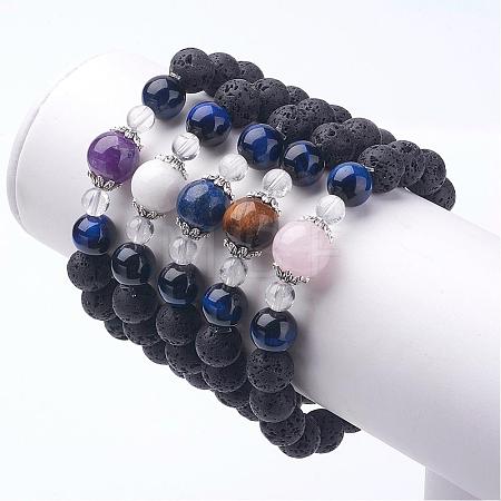 Natural Lava Rock Stretch Bracelets BJEW-JB03172-1