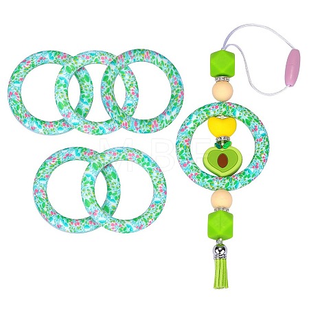 5Pcs Ring Food Grade Eco-Friendly Silicone Beads JX894M-1