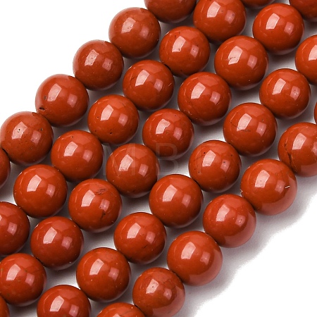 Grade A Natural Red Jasper Bead Strands X-G-P075-36-8mm-1