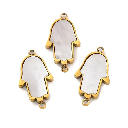 Ion Plating(IP) 304 Stainless Steel Pave Natural Shell Connector Charms STAS-Z100-03G-02-1
