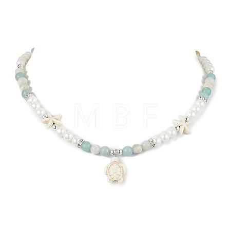 Mixed Gemstone and Pearl Beads Necklaces NJEW-JN04790-1