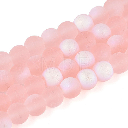 Frosted Transparent Glass Beads Strands GLAA-T032-T6mm-MBB10-1