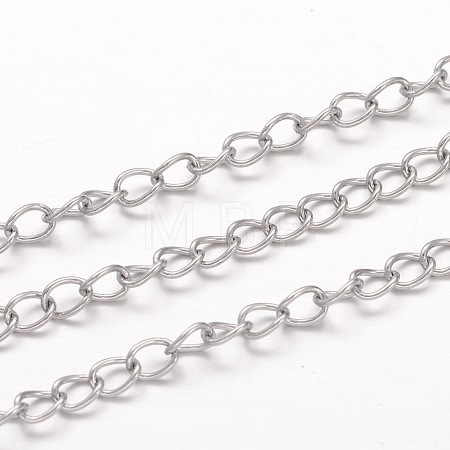 Tarnish Resistant 304 Stainless Steel Curb Chains X-CHS-K004-11P-0.8mm-1