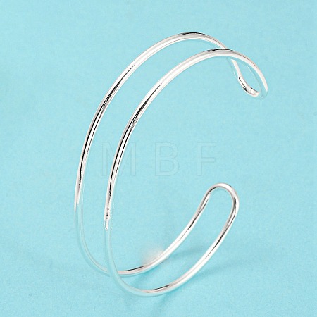 Rack Plating Brass Double Lines Cuff Bangles for Women BJEW-M304-01S-1