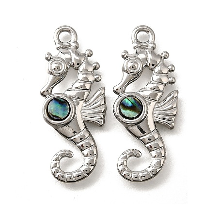 304 Stainless Steel Pave Natural Paua Shell Pendants STAS-C122-21D-01P-1