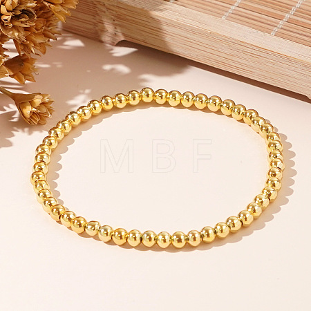 Brass Round Beads Stretch Bracelets YO0732-2-1