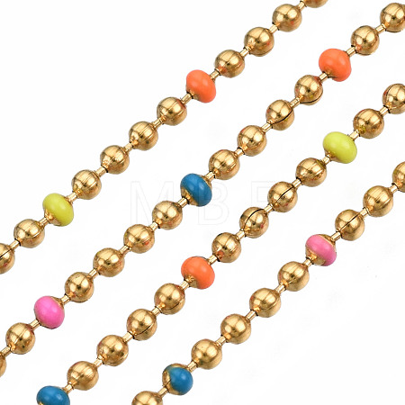 304 Stainless Steel & Enamel Ball Chains CHS-Q004-007-NF-1