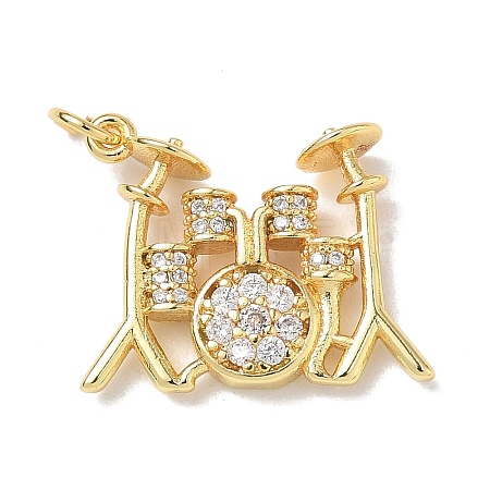 Brass Micro Pave Clear Cubic Zirconia Pendants KK-D289-01G-02-1