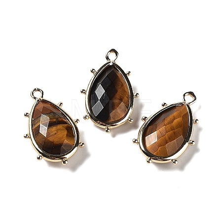 Natural Tiger Eye Pendants G-B009-02G-O-1