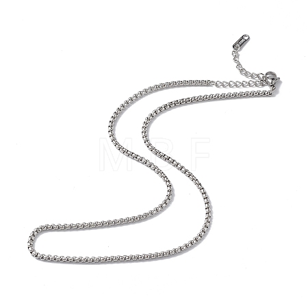 Non-Tarnish 304 Stainless Steel Box Chain Necklace for Men Women NJEW-K245-020B-1