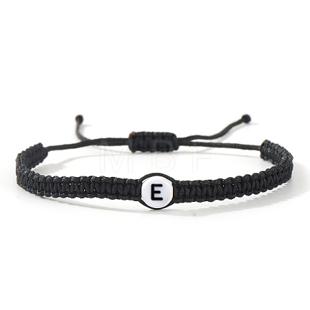 Flat Round with Letter Pattern Resin Beads Braided Bead Bracelets FS-WG43323-05-1