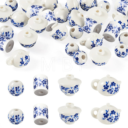 32Pcs 4 Styles Handmade Porcelain Beads PORC-TA0001-78B-1