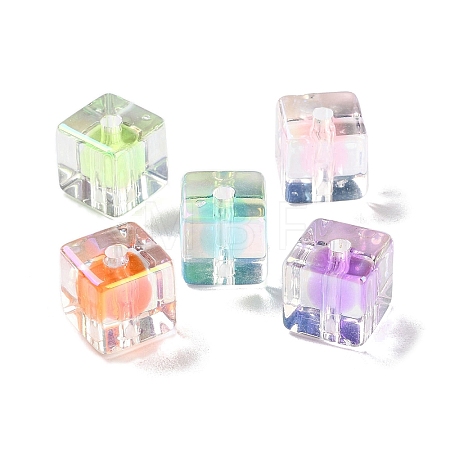 UV Plating Iridescent Transparent Acrylic Beads OACR-H112-09A-1