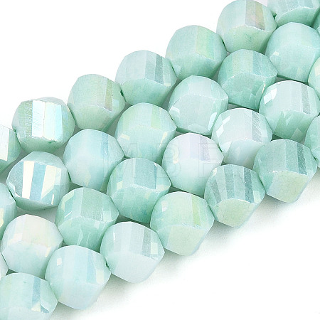 Anti-Tarnish Electroplate Glass Beads Strands GLAA-T025-8mm-14D-1