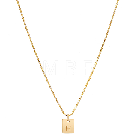1Pc Stainless Steel Letter Rectangle Pendant Necklaces NJEW-LP0001-34H-G-1