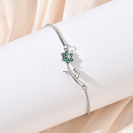 Adjustable Brass Micro Pave Clear Cubic Zirconia Box Chain Slider Bracelets BJEW-C156-09P-01-1