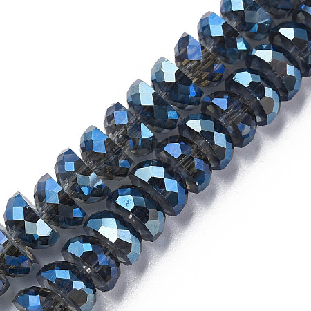Electroplate Transparent Glass Beads Strands EGLA-N002-37-F01-1