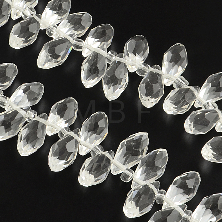 Faceted Teardrop Transparent Glass Bead Strands GLAA-R155-6x12-14-1