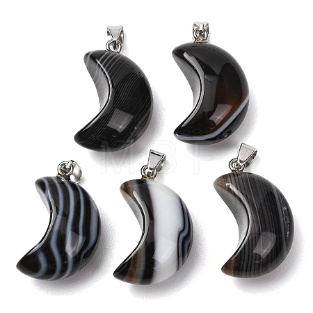 Natural Banded Agate Pendants G-F820-02L-15-1