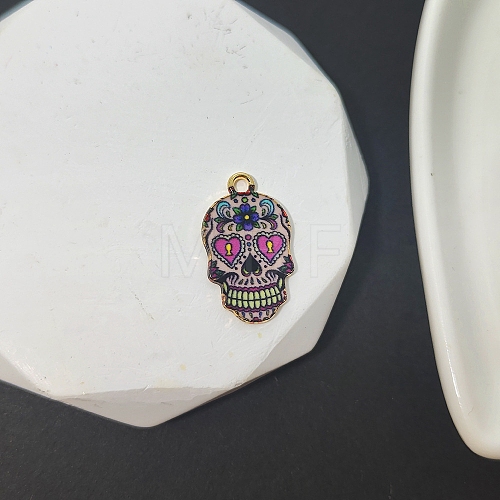 Halloween Printed Alloy Enamel Pendants PW-WG78A22-04-1