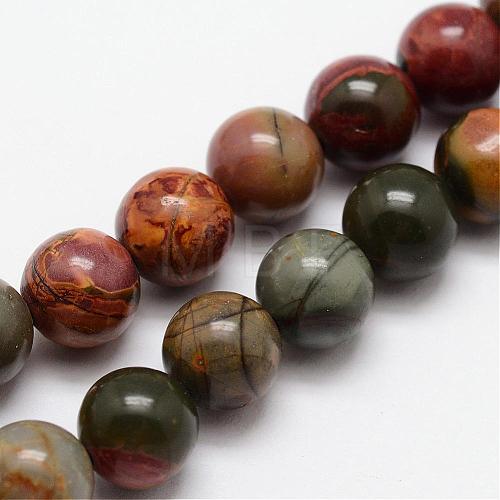 Natural Polychrome Jasper/Picasso Stone/Picasso Jasper Bead Strands G-O155-02B-6mm-1