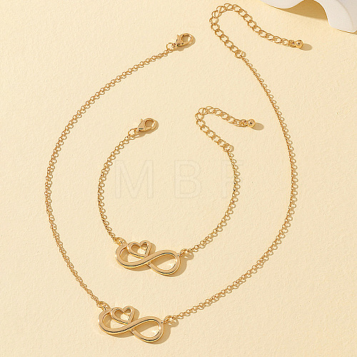 Heart & Infinity Alloy Pendant Necklaces & Link Bracelets Sets for Women FS-WG1C2CC-01-1