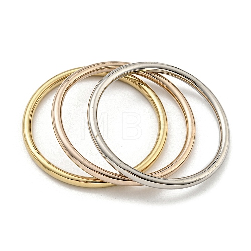 3Pcs 3 Colors PVD Vacuum Plating 202 Stainless Steel Plain Ring Bangle Sets BJEW-M317-15-1