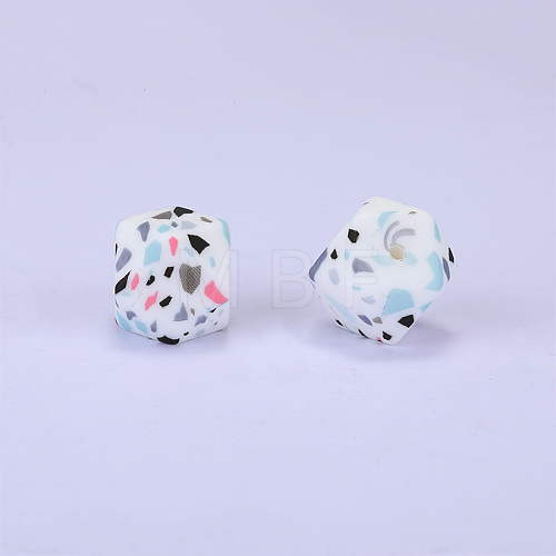 Colorful Pattern Printed Silicone Beads SI-JX0022A-05-1