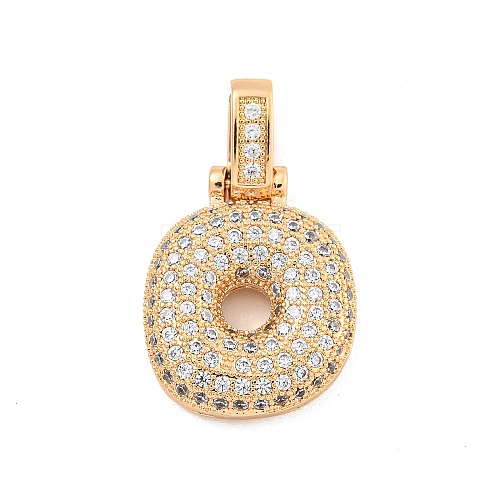 Brass Micro Pave Clear Cubic Zirconia Pendants KK-B099-01G-O-1