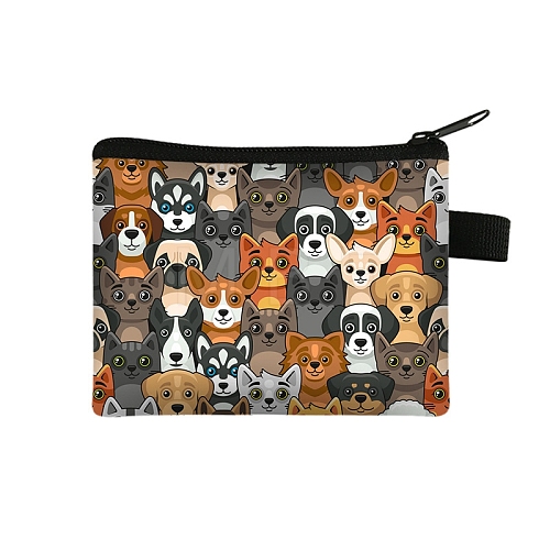 Rectangle with Dog Polyester Wallets with Zipper PW-WGAF088-05-1