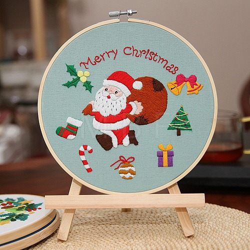 DIY Christmas Theme Embroidery Kits XMAS-PW0001-176C-01-1