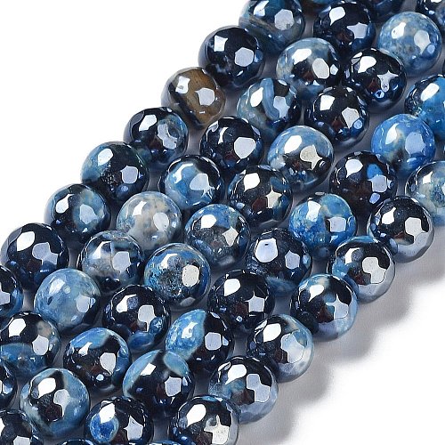 Electroplate Natural Agate Beads Strands G-G0006-A01-06-1