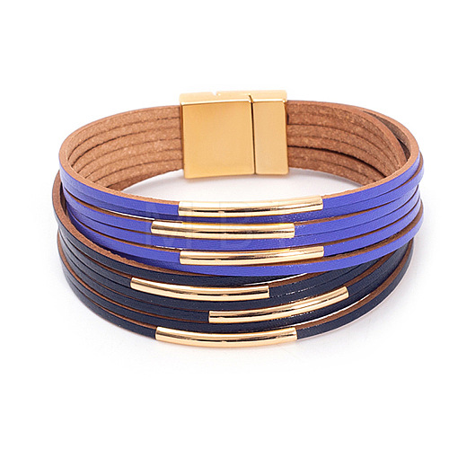 Two Tone Imitation Leather Multi-strand Bracelets for Women WGE2A7B-12-1