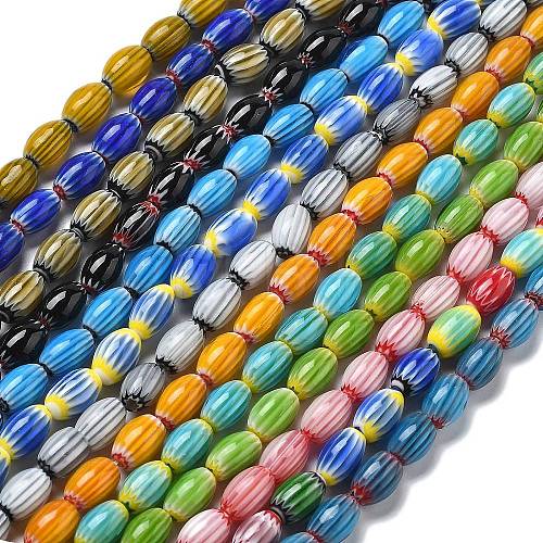 Handmade Millefiori Lampwork Beads Strands LAMP-F035-12-1