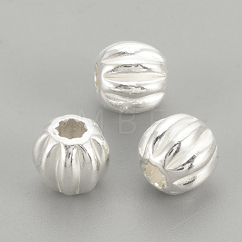 925 Sterling Silver Corrugated Beads STER-S002-14-5mm-1