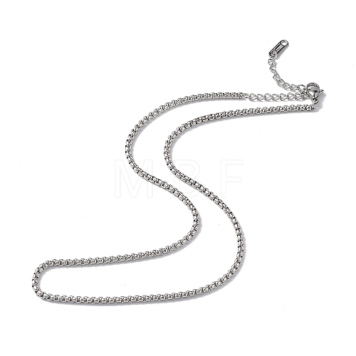 304 Stainless Steel Box Chain Necklace for Men Women NJEW-K245-020B-1